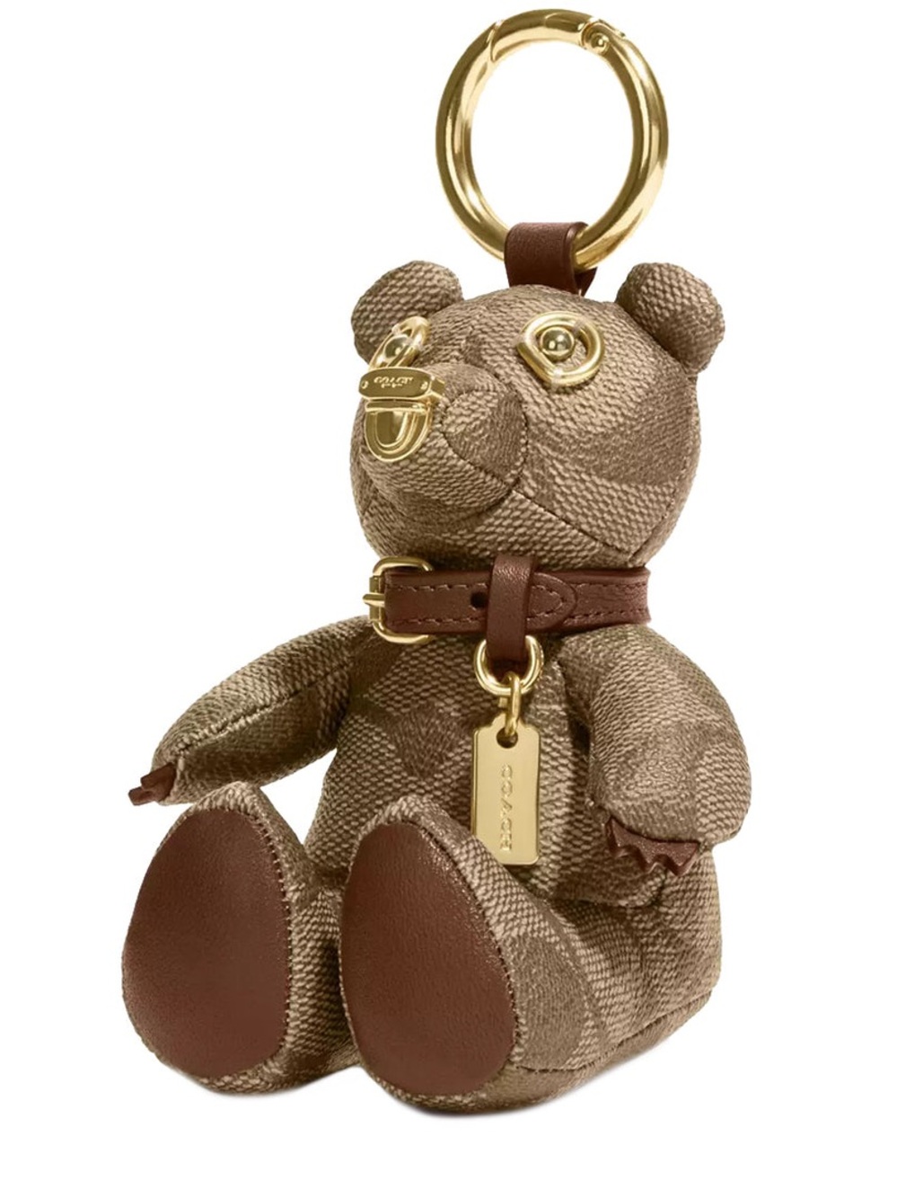 Coach Bear Bag Charm In Signature Canvas in Khaki/ Saddle CI012 NWOT